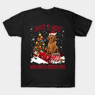 Vizsla Dog Just A Girl Who Loves Christmas T-Shirt